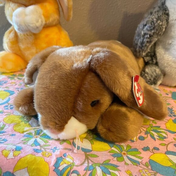 TY Large Vintage NWT Bunnies Praying Grace HTF Hopper and Ears Brown Bunny - Picture 9 of 15